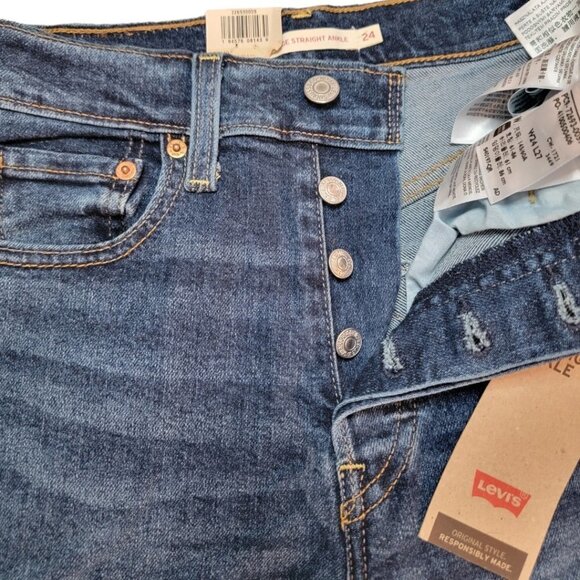 Levi's | Women's Ribcage Straight Ankle Highest Rise Dark Wash Jeans - Picture 6 of 15